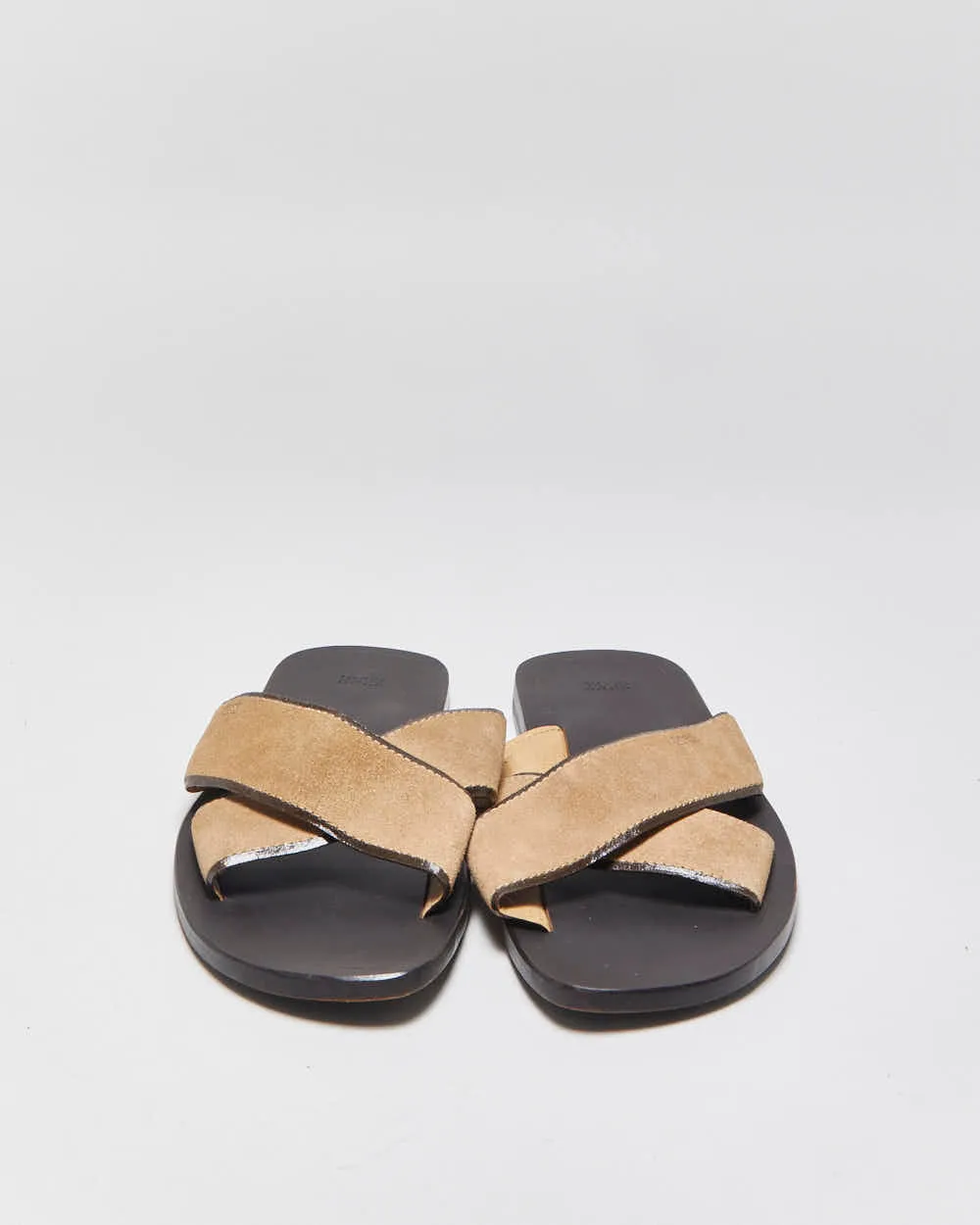 Vintage Hugo Boss Tan Suede Cross-Over Slip On Sandals - UK8 sold by Rokit product image thumbnail 3