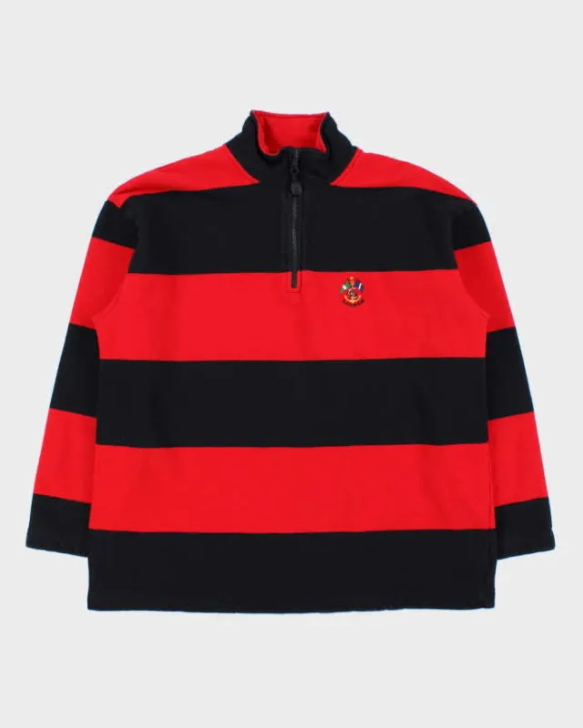 Vintage Y2K 00s Lauren Ralph Lauren Women's Striped Heavyweight Quarter-Zip Sweatshirt - L made by Ralph Lauren