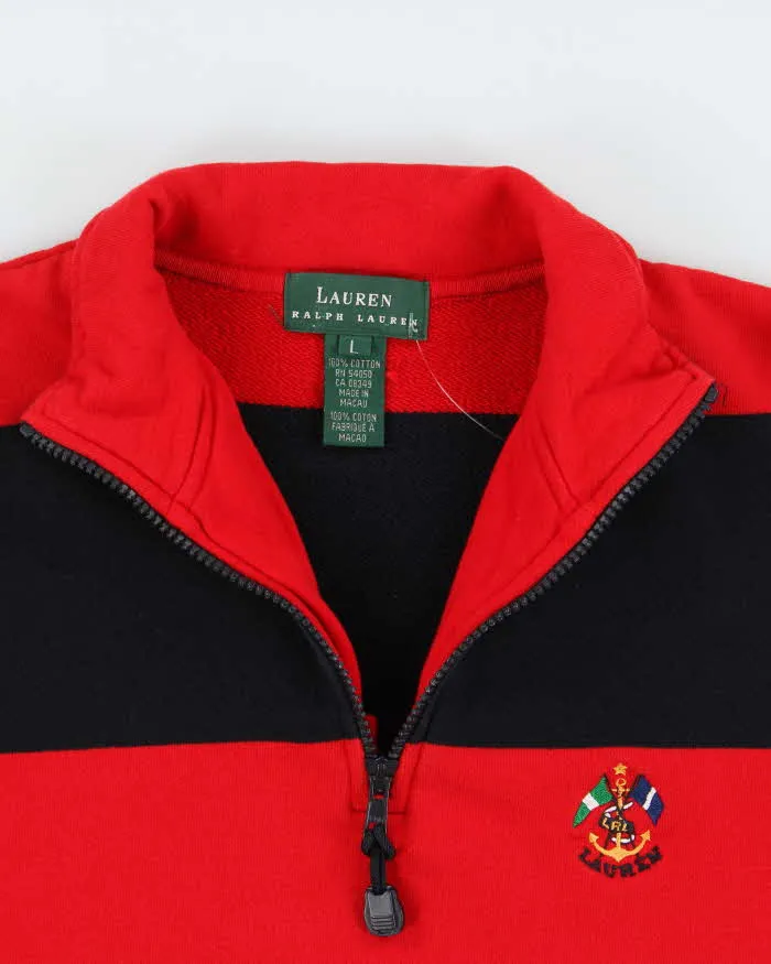 Vintage Y2K 00s Lauren Ralph Lauren Women's Striped Heavyweight Quarter-Zip Sweatshirt - L sold by Rokit product image thumbnail 5