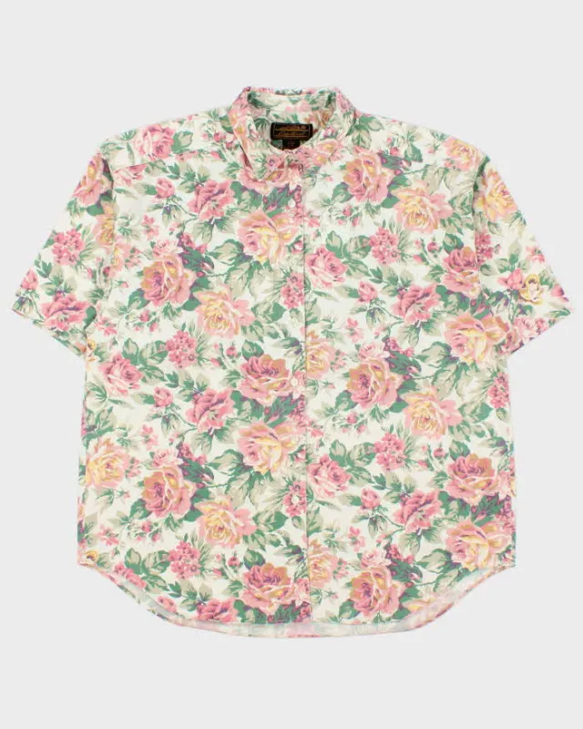 Vintage 1990s Eddie Bauer Floral Short Sleeve Shirt - L made by Eddie Bauer