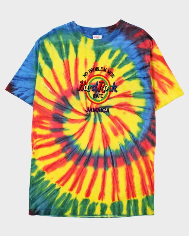 Vintage 1990s Hard Rock Cafe Jamaica Heavyweight Embroidered Tie-Dye Crewneck T-Shirt - XXL made by Rokit