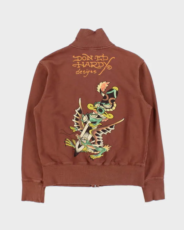Vintage Y2K 00s Don Ed Hardy Heavyweight Graphic Zip-Up Track Sweatshirt - M sold by Rokit product image thumbnail 2