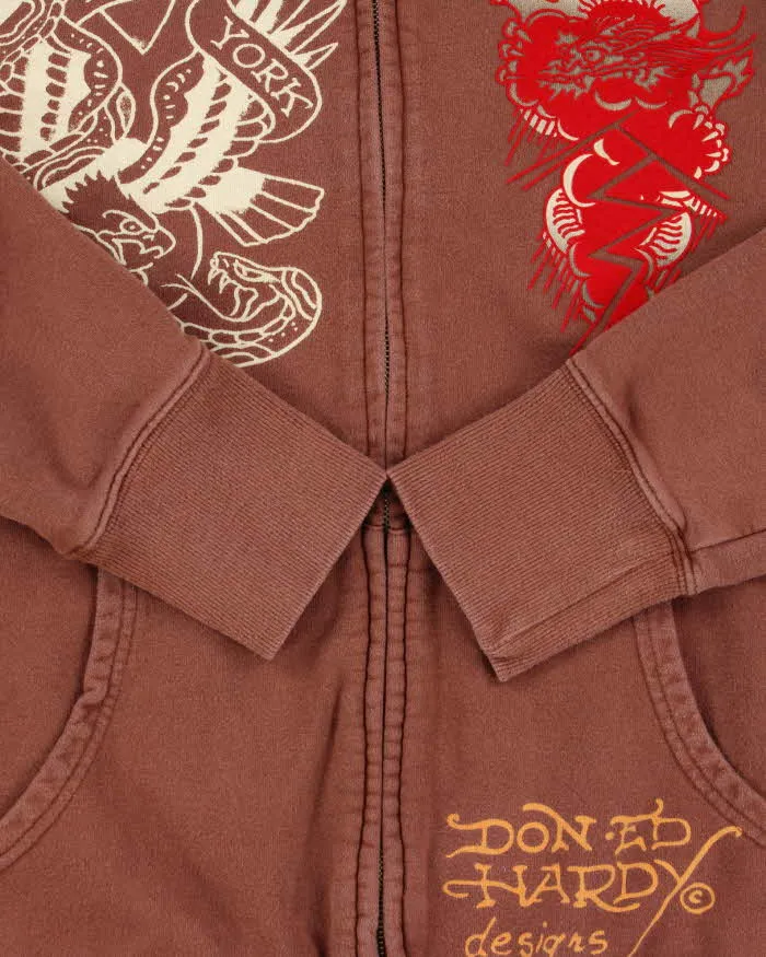 Vintage Y2K 00s Don Ed Hardy Heavyweight Graphic Zip-Up Track Sweatshirt - M sold by Rokit product image thumbnail 4
