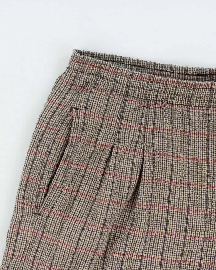 Vintage 1990s Umbro Woven Check Seersucker Pleated Wide Leg Casual Shorts - L sold by Rokit product image thumbnail 3