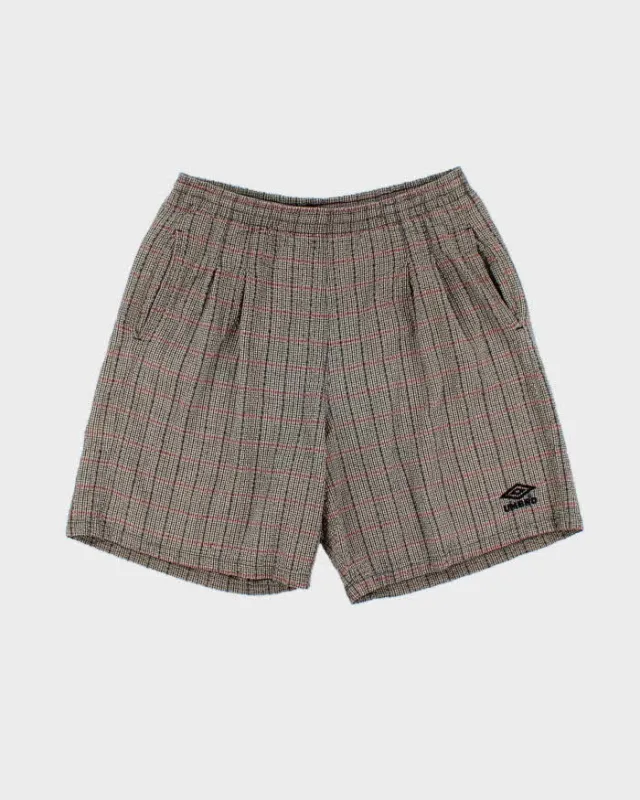 Vintage 1990s Umbro Woven Check Seersucker Pleated Wide Leg Casual Shorts - L made by Umbro