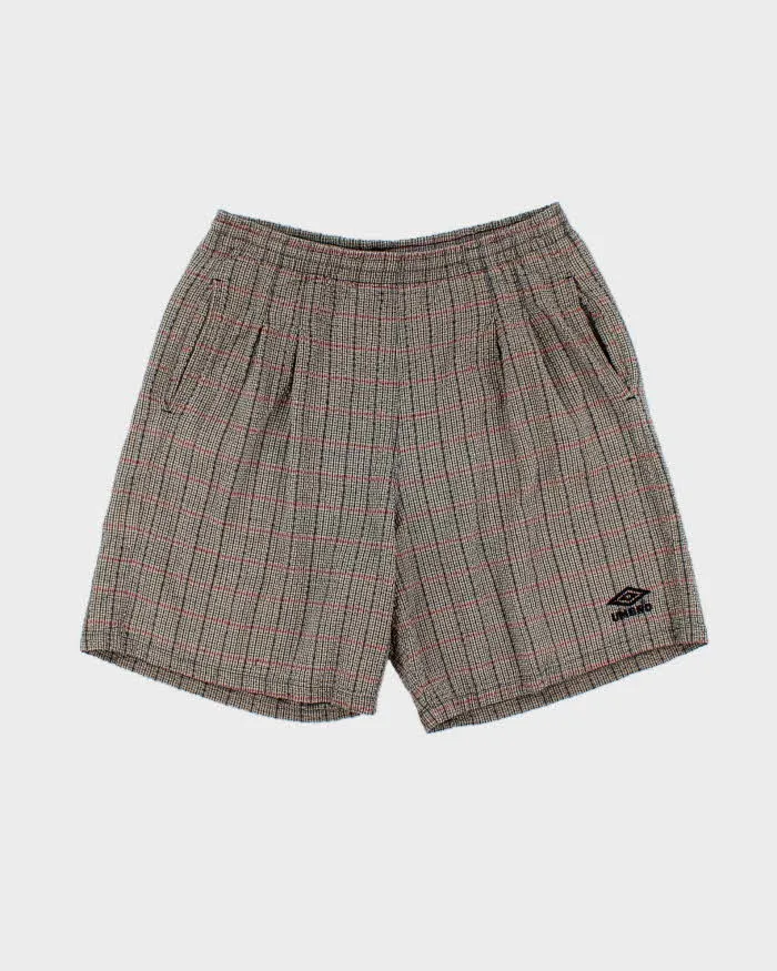 Vintage 1990s Umbro Woven Check Seersucker Pleated Wide Leg Casual Shorts - L sold by Rokit