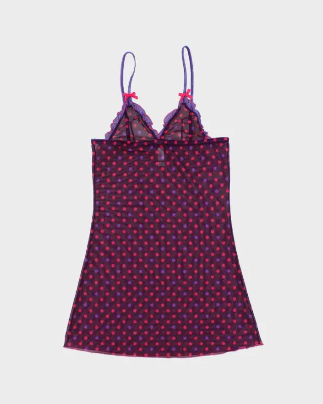 Vintage Y2k 2000s Baci Polka Dot Mesh Dress - S made by Rokit