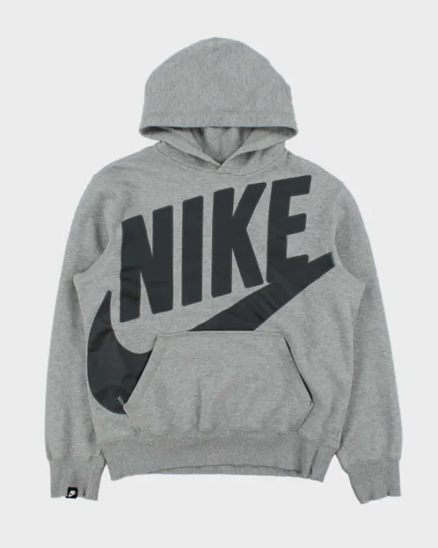 Vintage Y2K 00s Nike Marl Grey Heavyweight Pullover Hoodie - M made by Nike