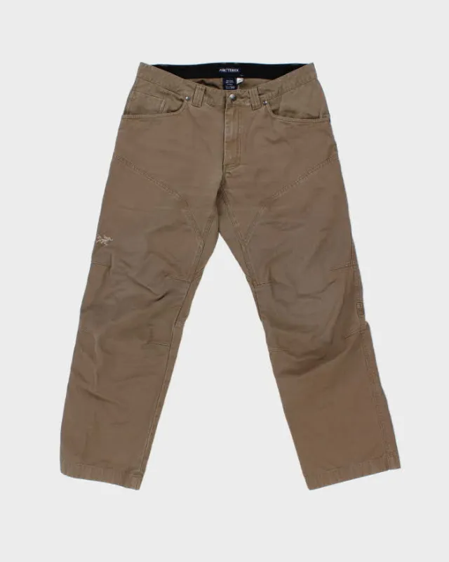 Vintage Y2K 00s Arc'teryx Brown Low Rise Cotton Canvas Relaxed Straight Leg Climbing Trousers - W34 L30 made by Arc'teryx
