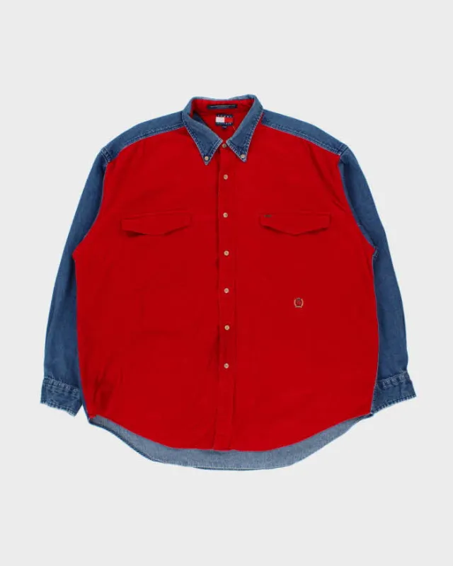 Vintage 1990s Tommy Hilfiger Heavyweight Corduroy Long Sleeve Denim Shirt - XL made by Tommy Hilfiger
