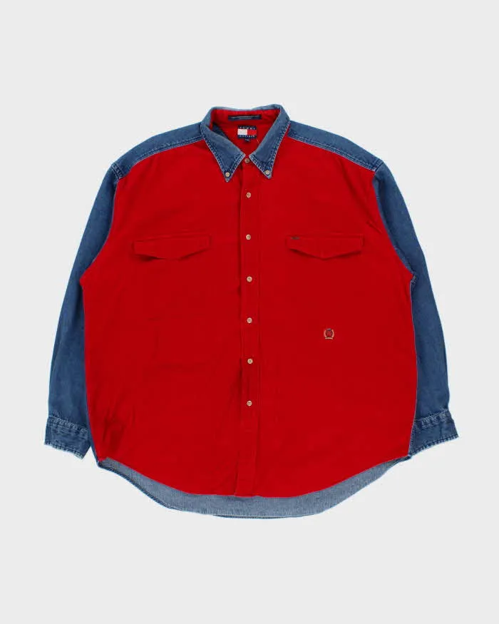 Vintage 1990s Tommy Hilfiger Heavyweight Corduroy Long Sleeve Denim Shirt - XL sold by Rokit