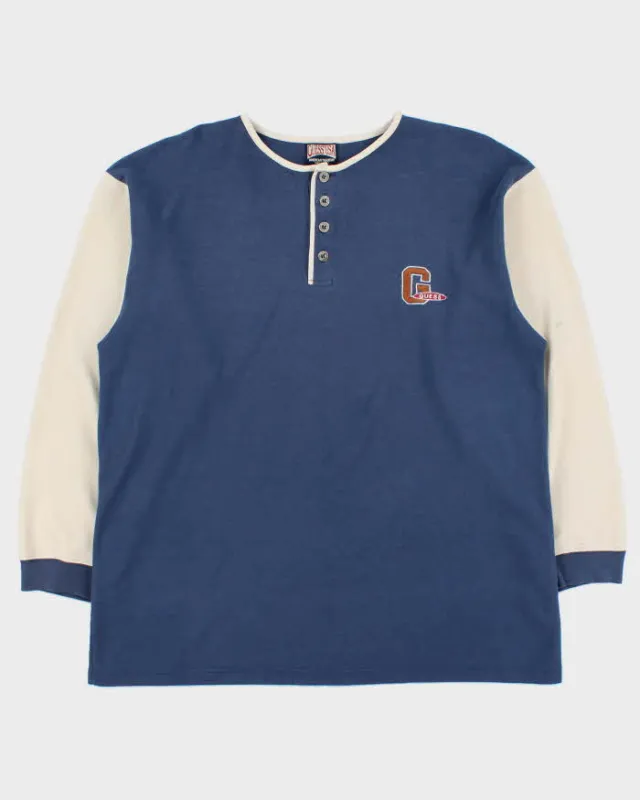 Vintage 1990s Guess Jeans Two-Tone Heavyweight Long Sleeve Henley T-Shirt - XL made by Guess