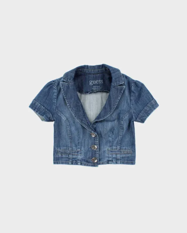 Vintage Y2k 2000s Guess Short Sleeve Cropped Denim Jacket - M made by Guess