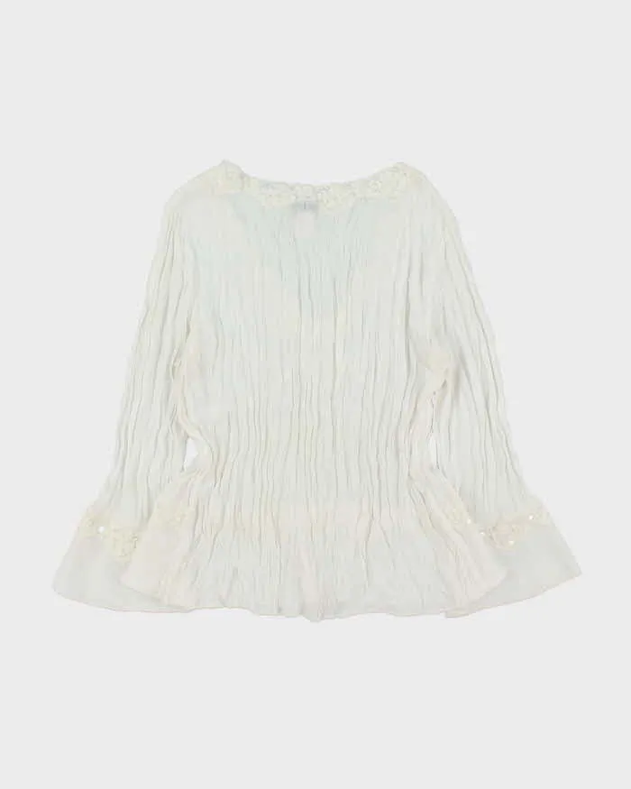 Vintage 1990s Allison Taylor Sequin Crinkle Mesh Long Sleeve Top - L sold by Rokit product image thumbnail 2