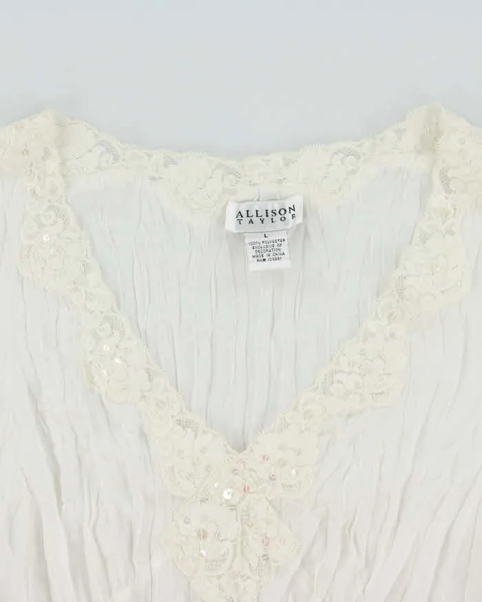 Vintage 1990s Allison Taylor Sequin Crinkle Mesh Long Sleeve Top - L sold by Rokit product image thumbnail 5