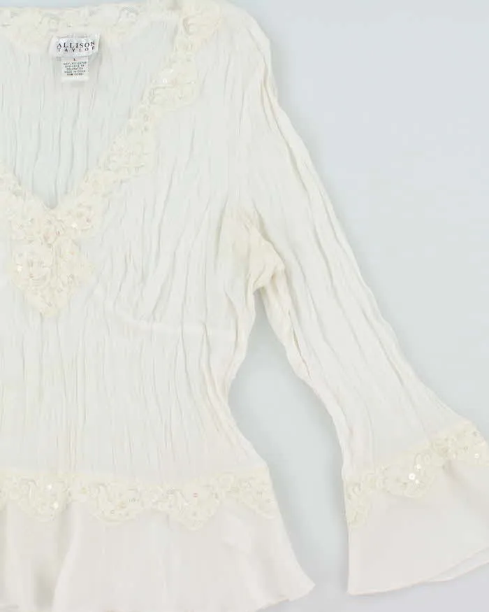 Vintage 1990s Allison Taylor Sequin Crinkle Mesh Long Sleeve Top - L sold by Rokit product image thumbnail 3