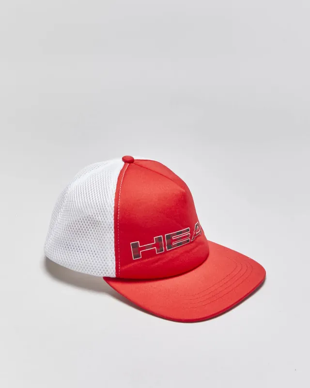 Vintage 1990s HEAD Buffalo Plaid Logo Flat Bill Trucker Hat - OS made by Rokit