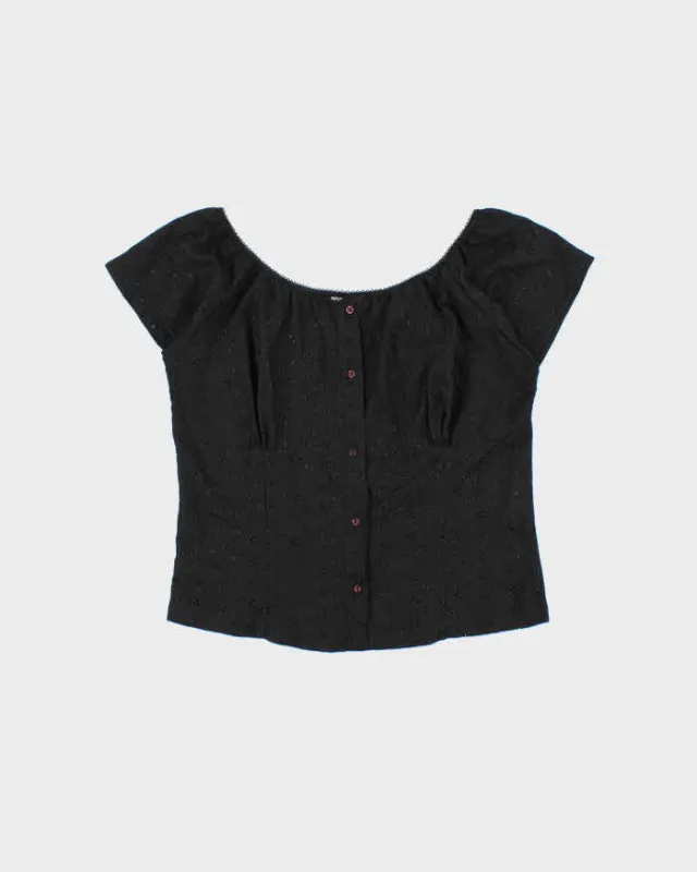 Vintage Y2k 2000s Chado Broderie Analgise Milkmaid Top - M made by Rokit