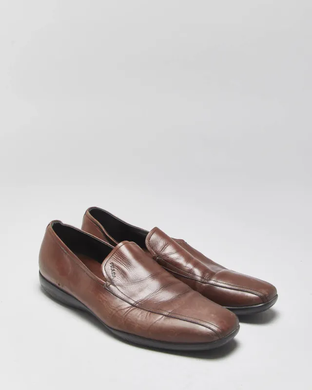 Vintage Y2K 00s Prada Luna Rossa Women's Leather Square-Toe Loafers - UK5.5 made by Prada