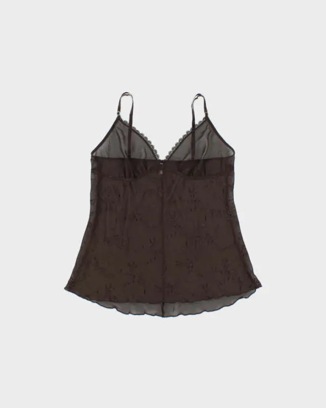 Vintage Y2k 2000s Beauty Mesh Embroidered Cami Top - M made by Rokit