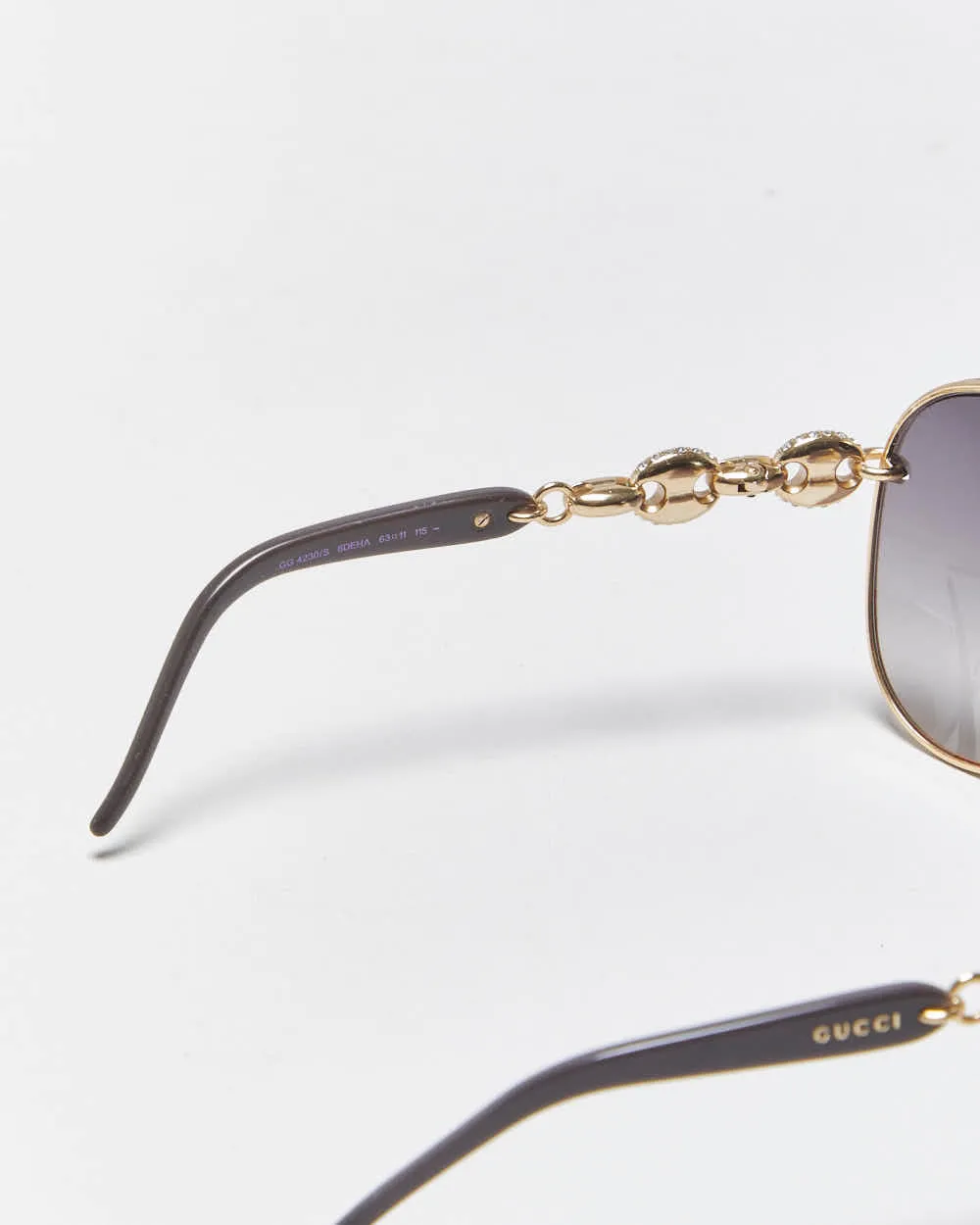 Vintage Y2k 2000s Gucci Rhinestone Chain Link Aviator Sunglasses sold by Rokit product image thumbnail 5