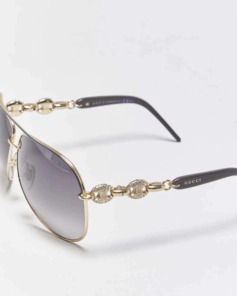 Vintage Y2k 2000s Gucci Rhinestone Chain Link Aviator Sunglasses sold by Rokit product image thumbnail 3