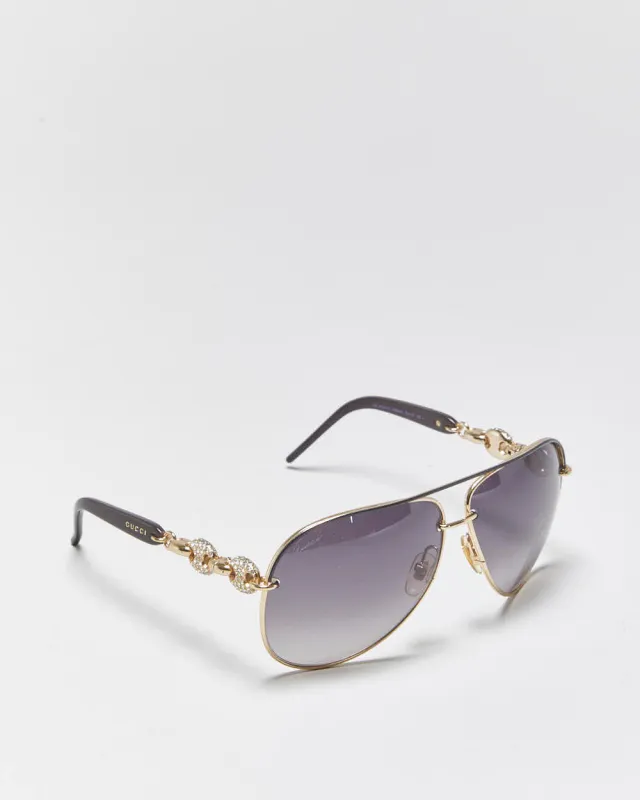 Vintage Y2k 2000s Gucci Rhinestone Chain Link Aviator Sunglasses made by Gucci