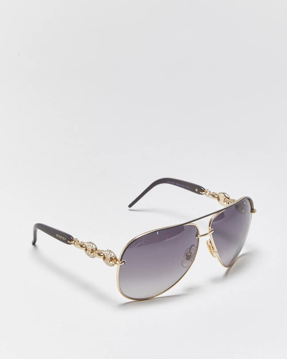 Vintage Y2k 2000s Gucci Rhinestone Chain Link Aviator Sunglasses sold by Rokit