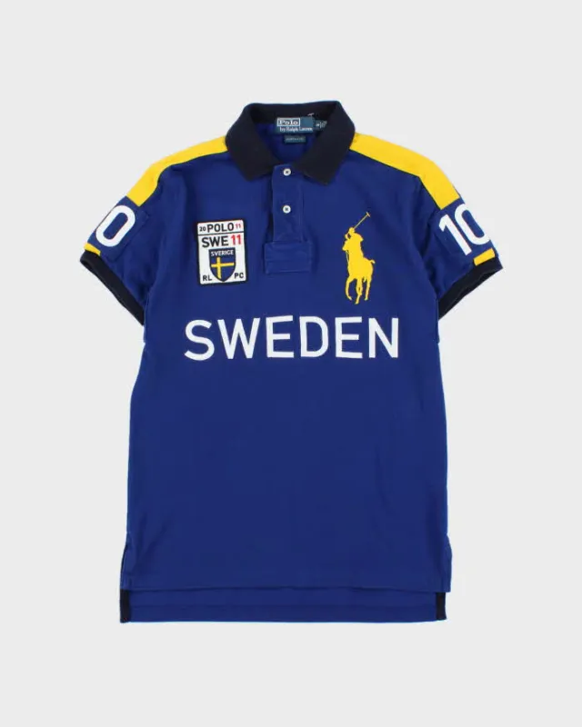 Vintage Y2K 00s Polo Ralph Lauren Sweden Big Pony #10 Custom Slim Short Sleeve Polo Shirt - S made by Ralph Lauren