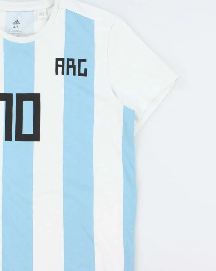 2018 World Cup Adidas Argentina Messi #10 Striped Home Kit Crewneck T-Shirt - L sold by Rokit product image thumbnail 3