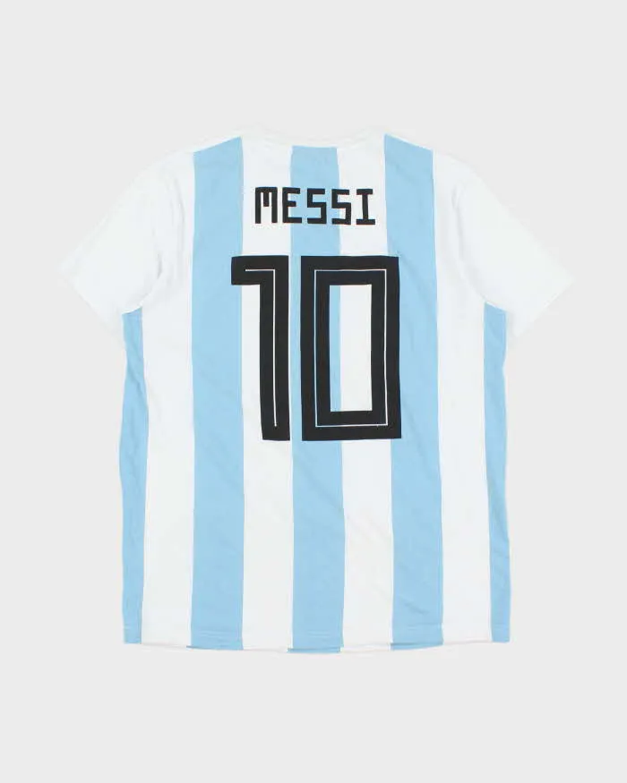 2018 World Cup Adidas Argentina Messi #10 Striped Home Kit Crewneck T-Shirt - L sold by Rokit product image thumbnail 2