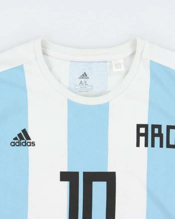 2018 World Cup Adidas Argentina Messi #10 Striped Home Kit Crewneck T-Shirt - L sold by Rokit product image thumbnail 5