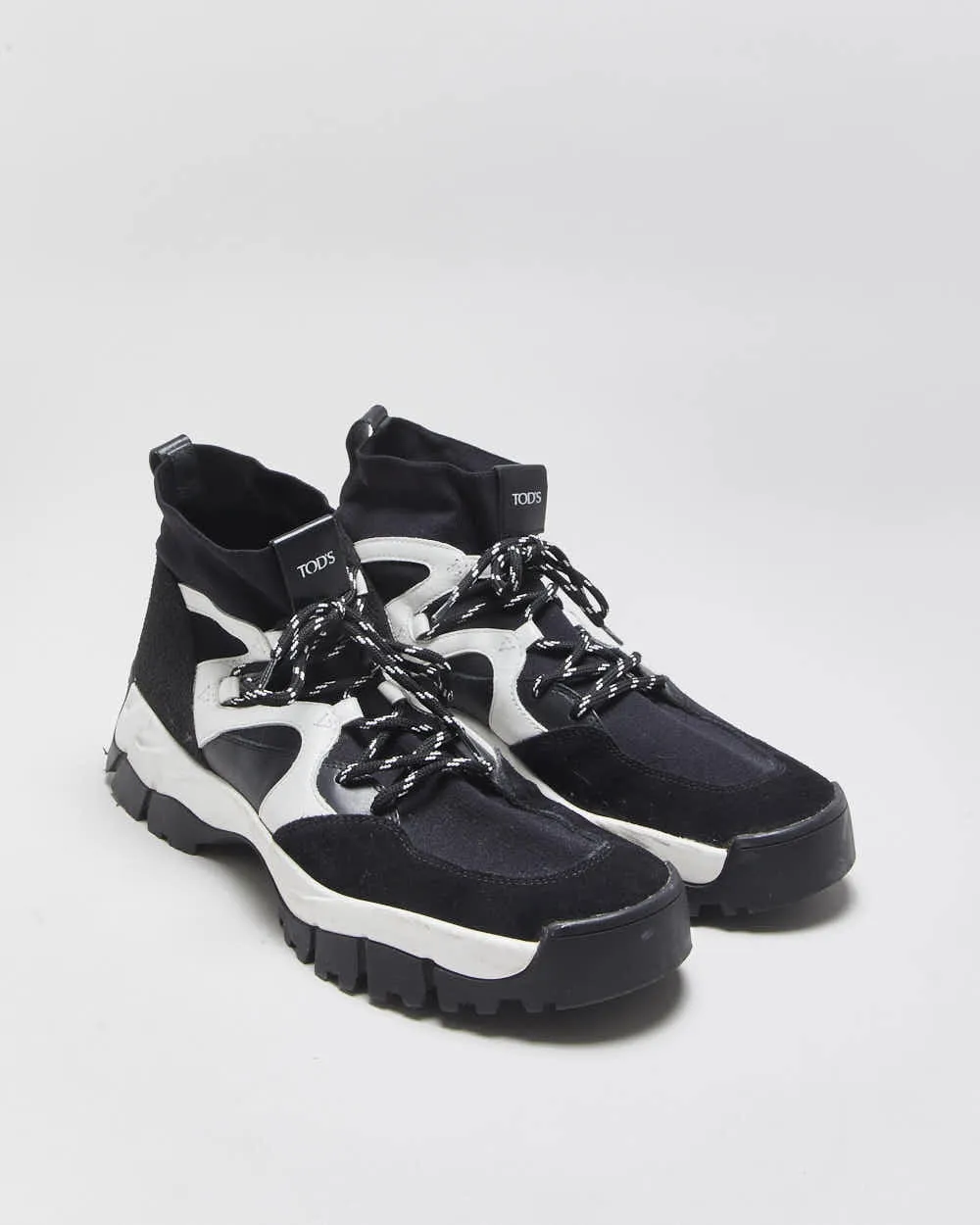 2022 Tod's Leather Knit & Leather Chunky Sock Boot Trainers - UK8.5 sold by Rokit