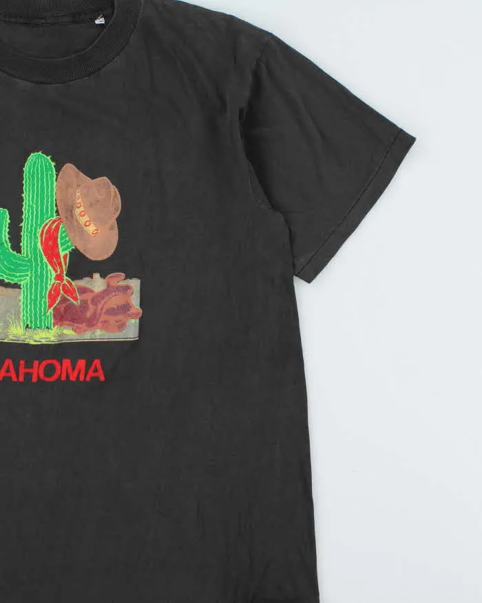 Vintage 1990s Oklahoma Print Faded Black Single Stitch Crewneck T-Shirt - XL sold by Rokit product image thumbnail 3