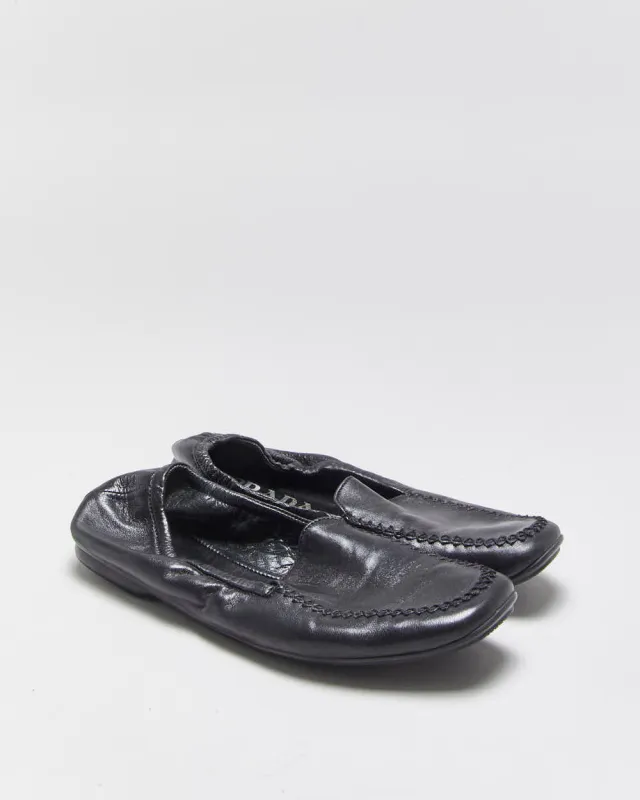 Vintage Y2K 00s Prada Women's Calfskin Leather Slip On Scrunch Loafers - UK3 made by Prada