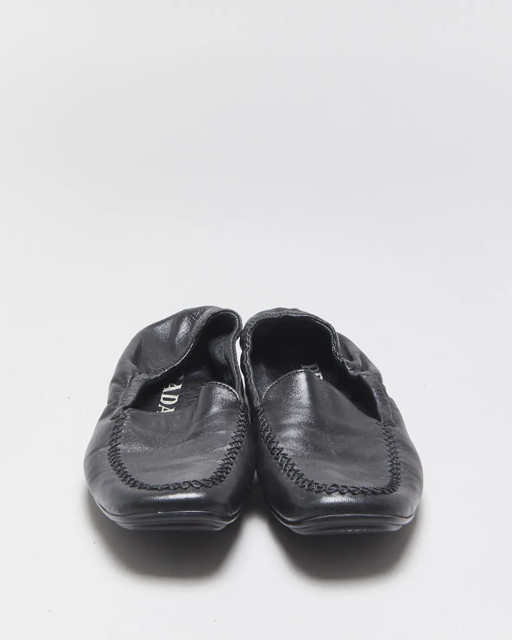 Vintage Y2K 00s Prada Women's Calfskin Leather Slip On Scrunch Loafers - UK3 sold by Rokit product image thumbnail 3