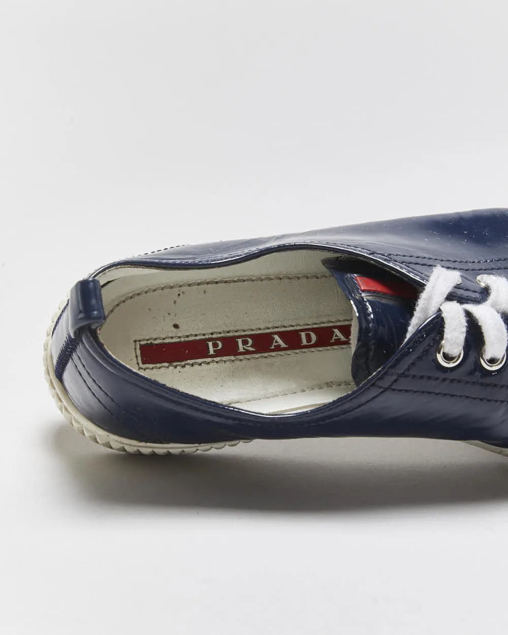 Vintage Y2K 00s Prada Sport Women's Royal Blue Patent Leather Low Top Trainers - UK4 sold by Rokit product image thumbnail 5