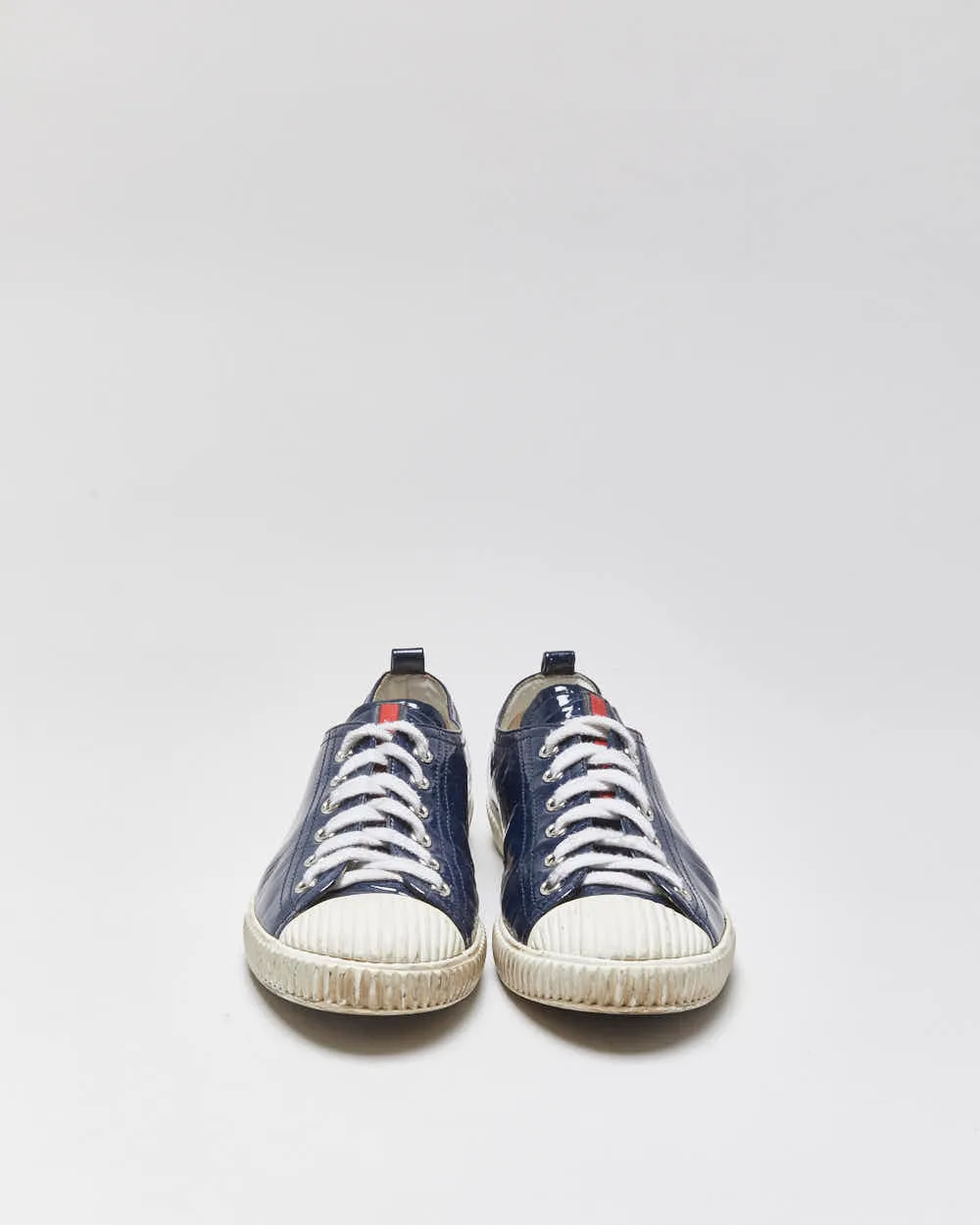 Vintage Y2K 00s Prada Sport Women's Royal Blue Patent Leather Low Top Trainers - UK4 sold by Rokit product image thumbnail 3