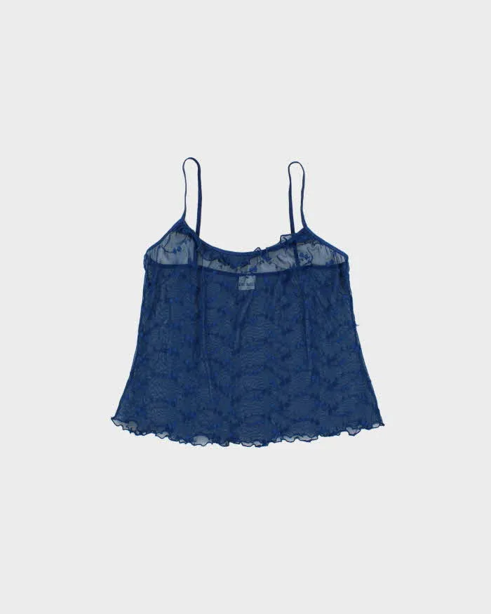 Vintage Y2k 2000s Soul Mates Embroidered Mesh Cami Top - S sold by Rokit