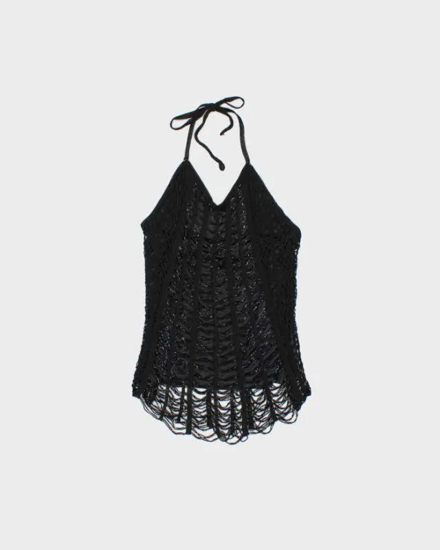 Vintage Y2k 2000s Le Chateau Beaded Crochet Halter Neck Top - M made by Rokit