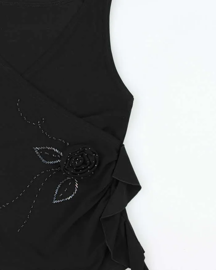 Vintage Y2k 2000s Rosette Beaded Faux Wrap Top - S sold by Rokit product image thumbnail 3