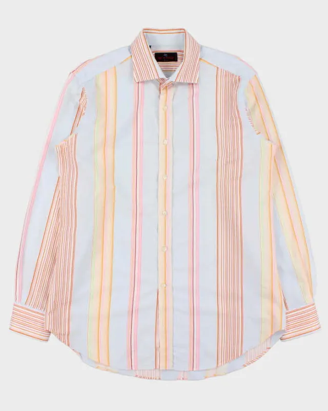 Vintage Y2K 00s Etro Striped Floral Long Sleeve Dress Shirt - L made by Rokit