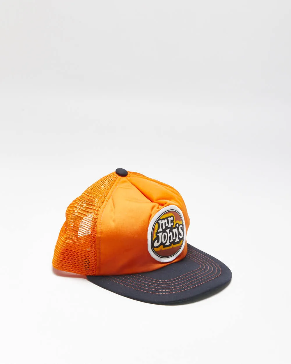 DS Vintage 1990s Mr. Johns Flat Brim Patch Trucker Hat - OS sold by Rokit