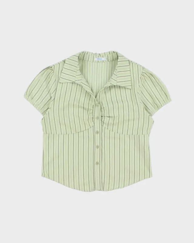 Vintage Y2k 2000s Valleygirl Striped Blouse - L made by Rokit