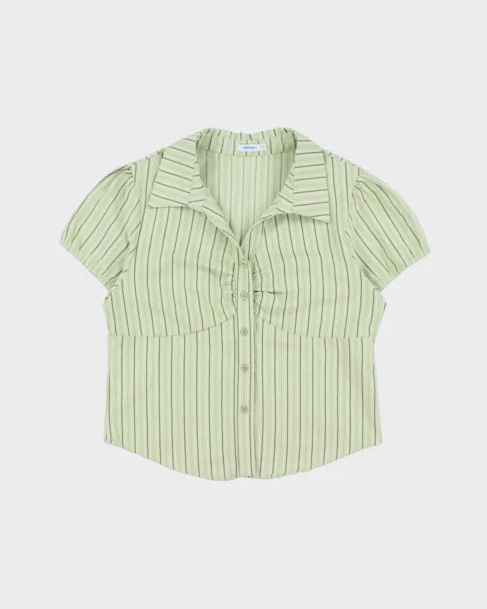 Vintage Y2k 2000s Valleygirl Striped Blouse - L sold by Rokit