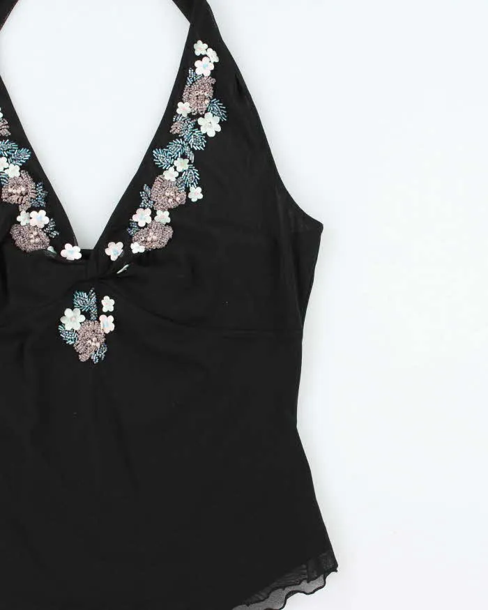 Vintage Y2k 2000s Oasis Beaded Lined Mesh Halter Neck Top - M sold by Rokit product image thumbnail 3
