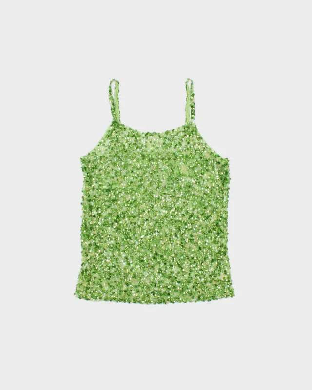 Vintage Y2k 2000s New Vision Mesh Sequin Cami Top - M made by Rokit