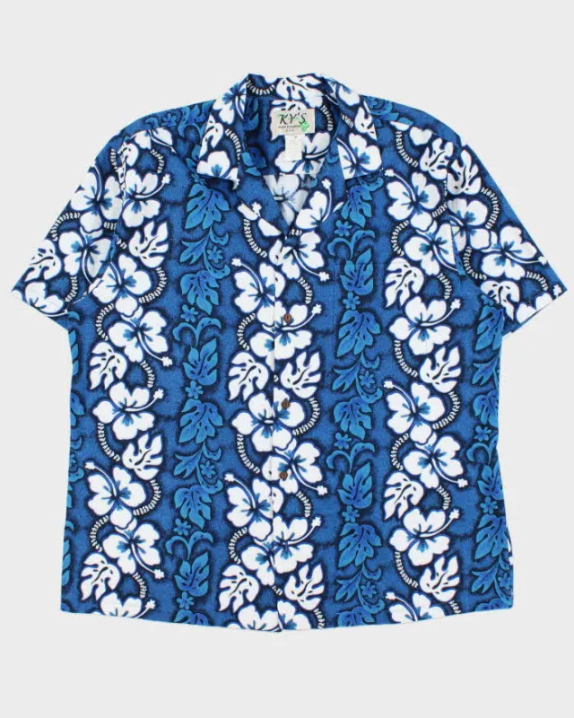 Vintage 1990s Ky's Made In USA Floral Hawaiian Shirt - XL made by Rokit