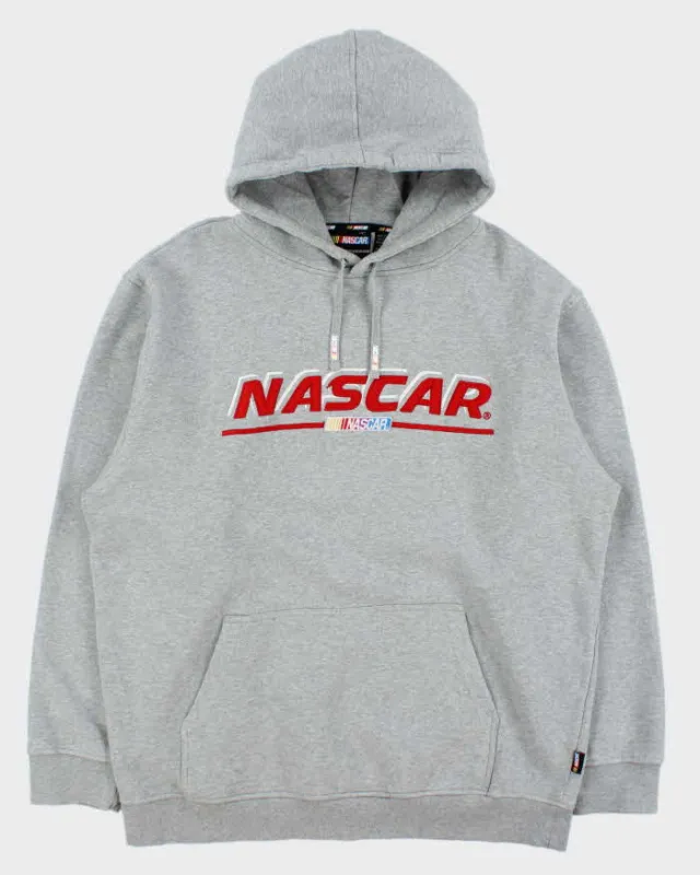 Vintage Y2K 00s Nascar Racing Marl Grey Embroidered Heavyweight Pullover Hoodie - L made by Rokit