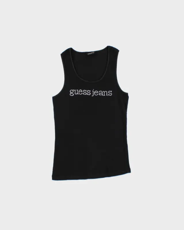 Vintage Y2k 2000s Guess Jeans Rhinestone Vest Top - S made by Guess